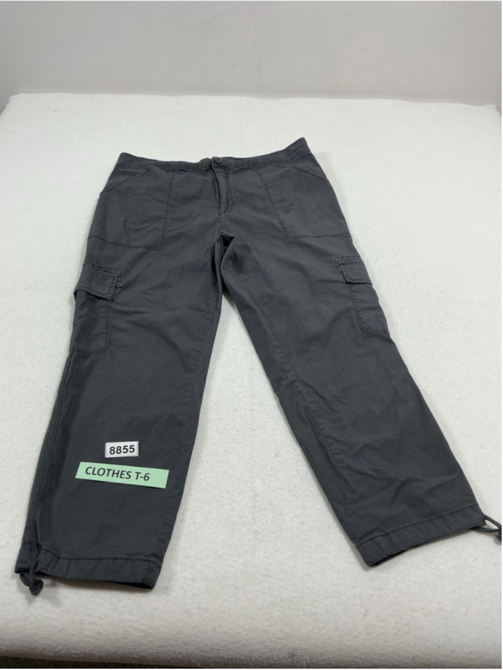Womans Social Standard Cargo Capri Pants Gray Size XL